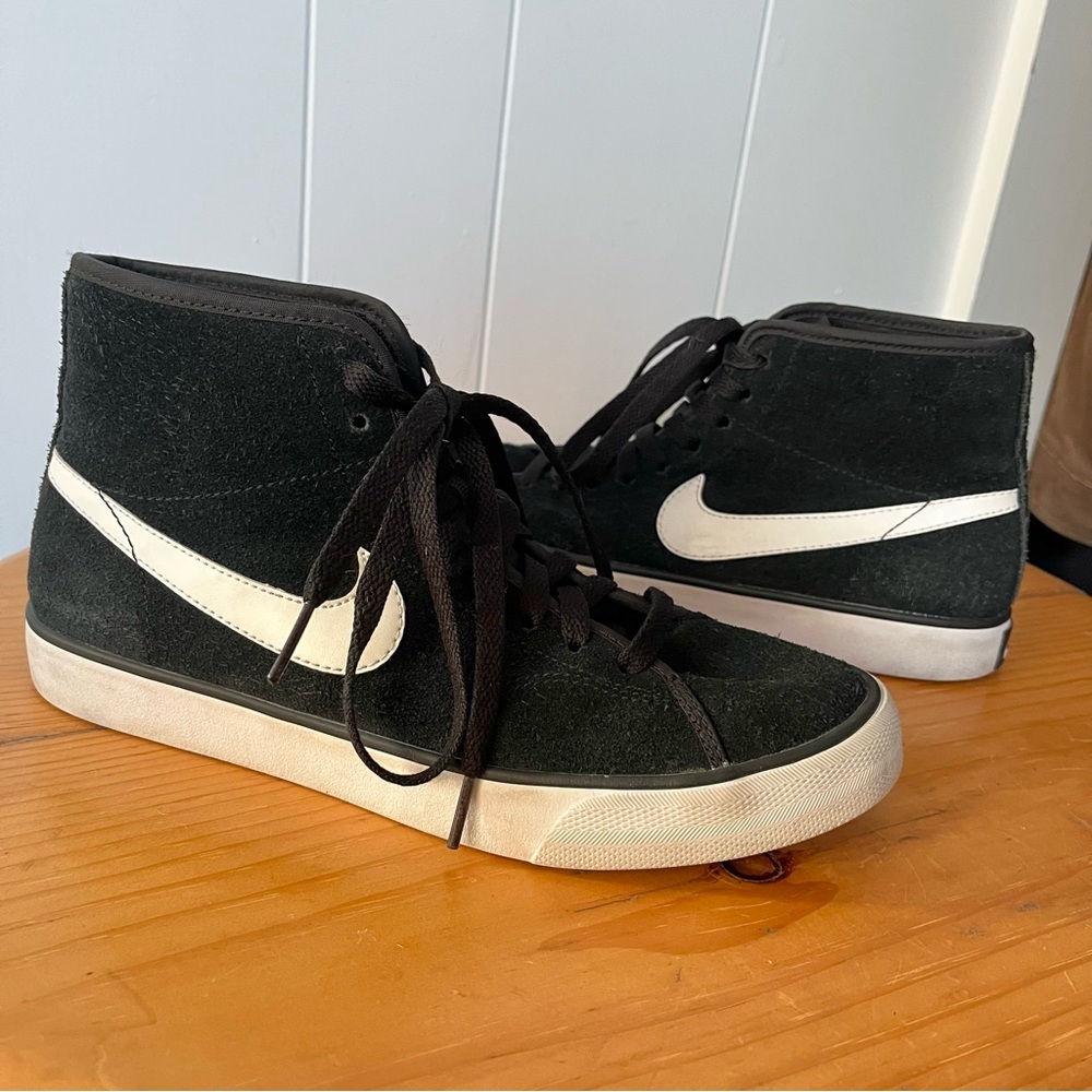 Nike Primo Court Mid Suede Black White High Top Sneakers 630656 Trainers Leather - Picture 1 of 7